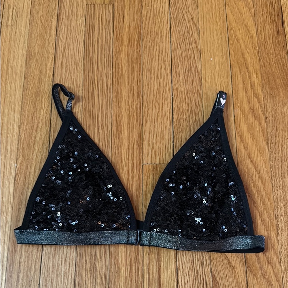 Victoria's Secret Black Sequin Triangle Bra